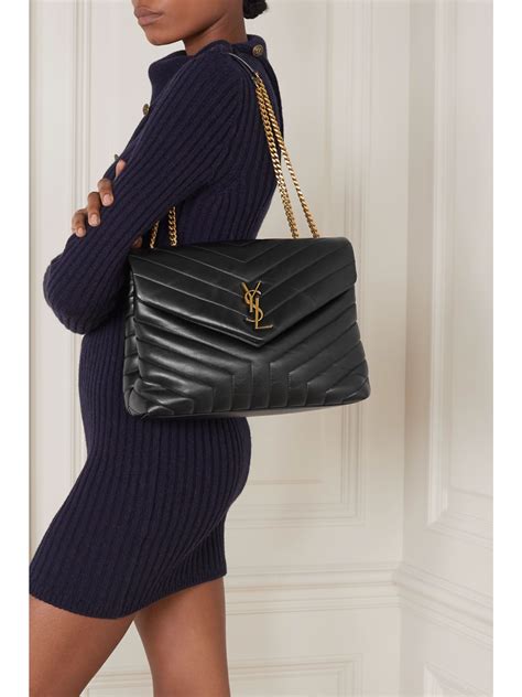 sac ysl loulou noir|SAINT LAURENT Loulou medium quilted leather shoulder bag.